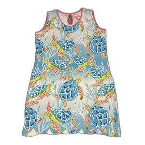 Ana Clare Reversible Dress Womens XXL Scallop Hem Ocean Sea Turtle Resort Wear